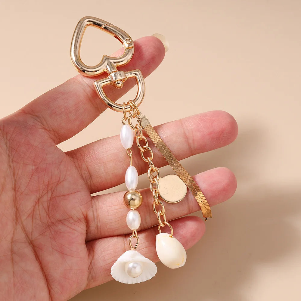 5pcs Keychain Cute Ocean Wind Tassel Shell Car Keyring Lovely Backpack Handbag Pendant