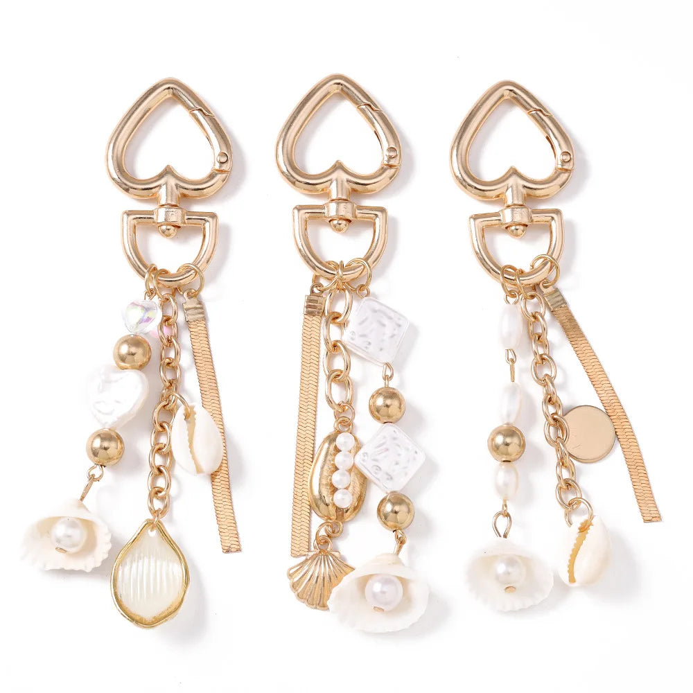 5pcs Keychain Cute Ocean Wind Tassel Shell Car Keyring Lovely Backpack Handbag Pendant