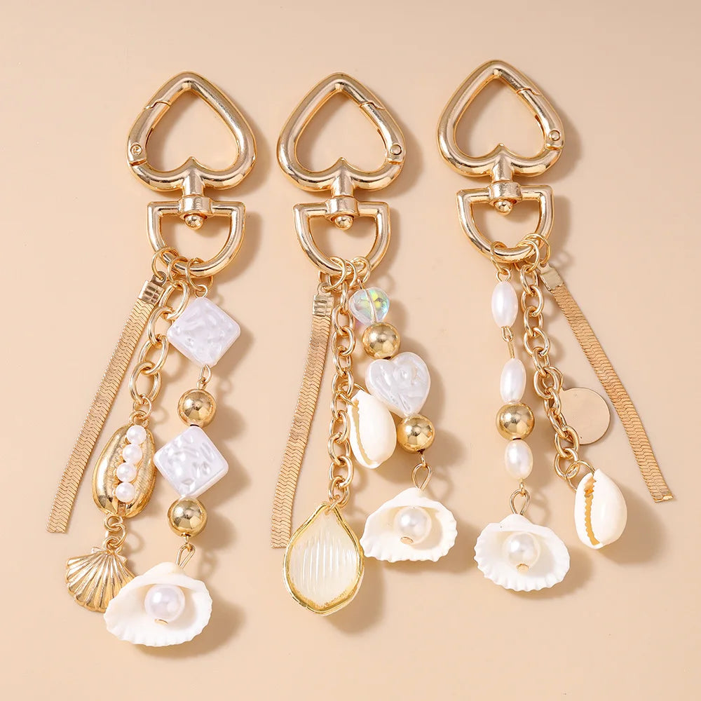5pcs Keychain Cute Ocean Wind Tassel Shell Car Keyring Lovely Backpack Handbag Pendant