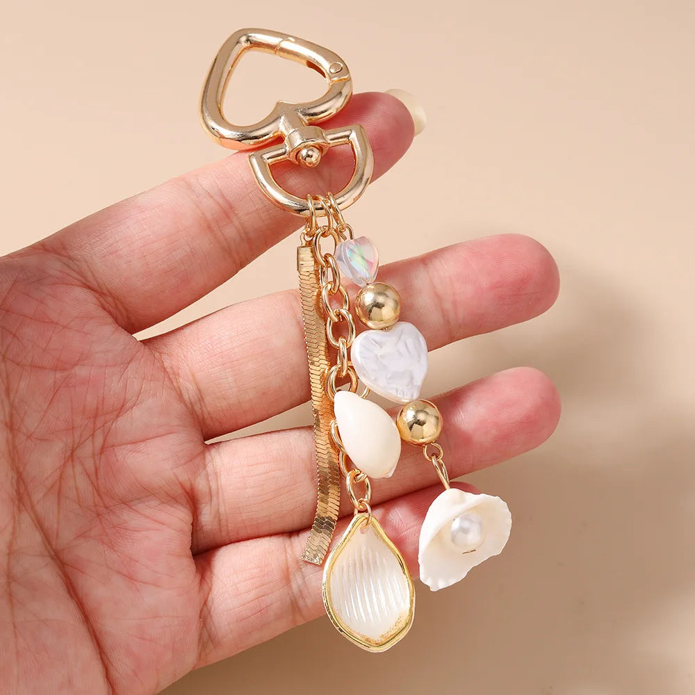 5pcs Keychain Cute Ocean Wind Tassel Shell Car Keyring Lovely Backpack Handbag Pendant
